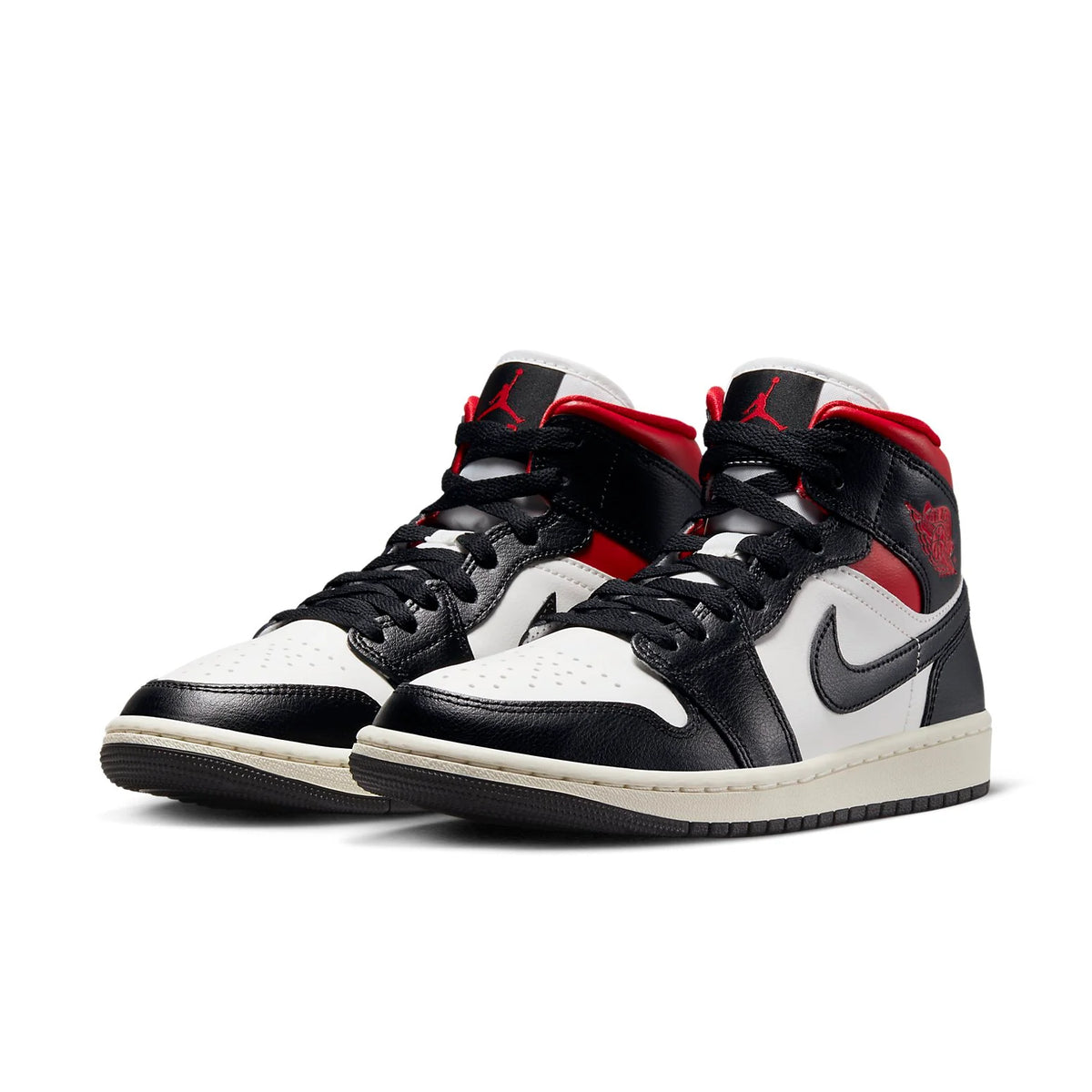 Air Jordan 1 Mid 'Black Sail Gym Red'